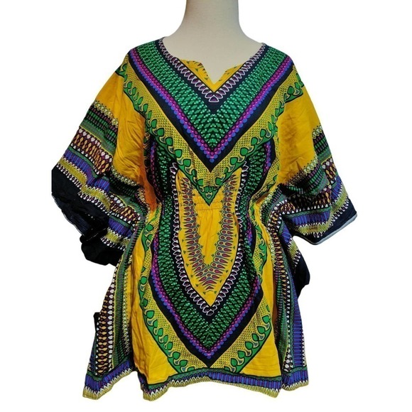 Dashiki multi-color tribal shirt Pattra Chiang-Mai One Size  see measurements - Picture 1 of 10